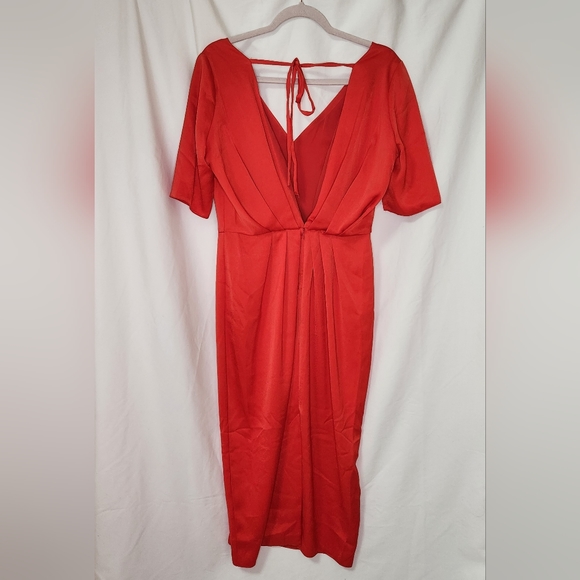Asos Tall Red Silky Draped Dress size 10 - Picture 2 of 2